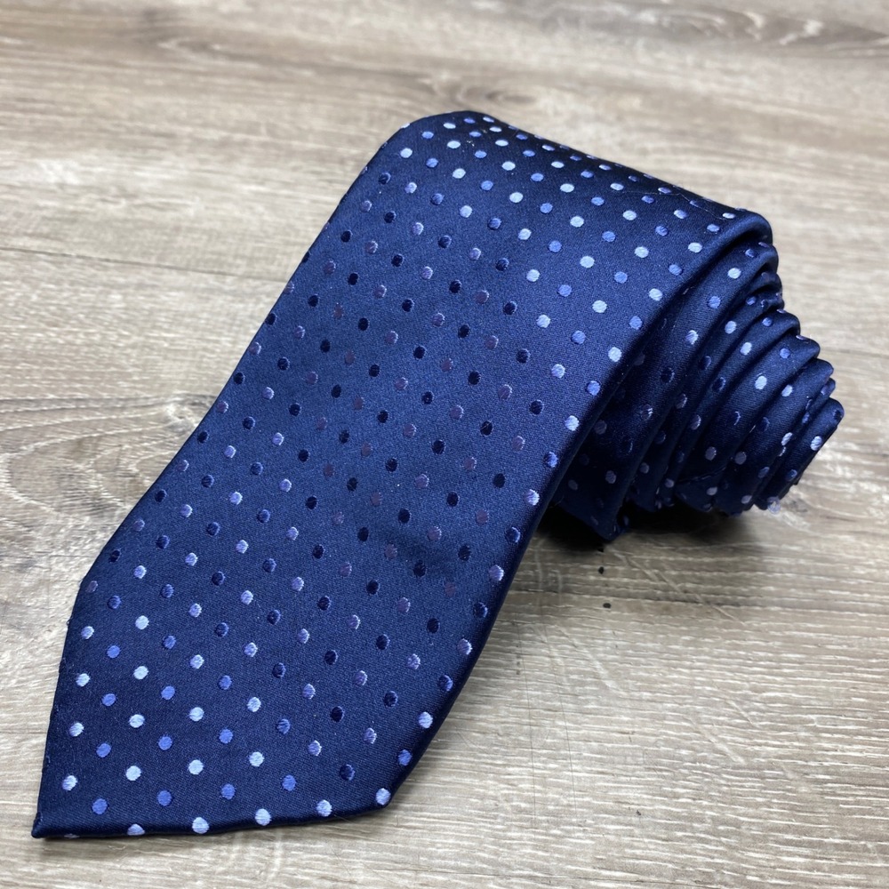 Donald J. Trump Necktie Mens OS Navy Blue Polka Dot Silk Formal Business Tie
